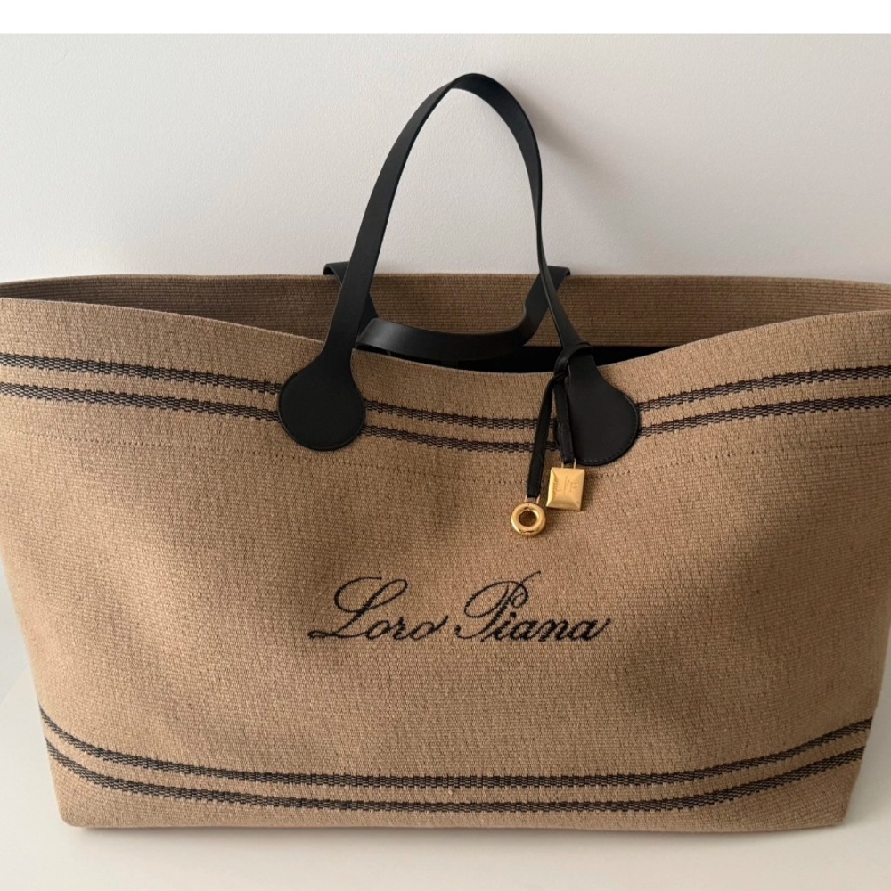 Loro Piana Beige and Black Tote